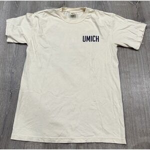 University of Michigan Shirt Men's Medium Beige Umich UofM Back Hit Campus Shirt